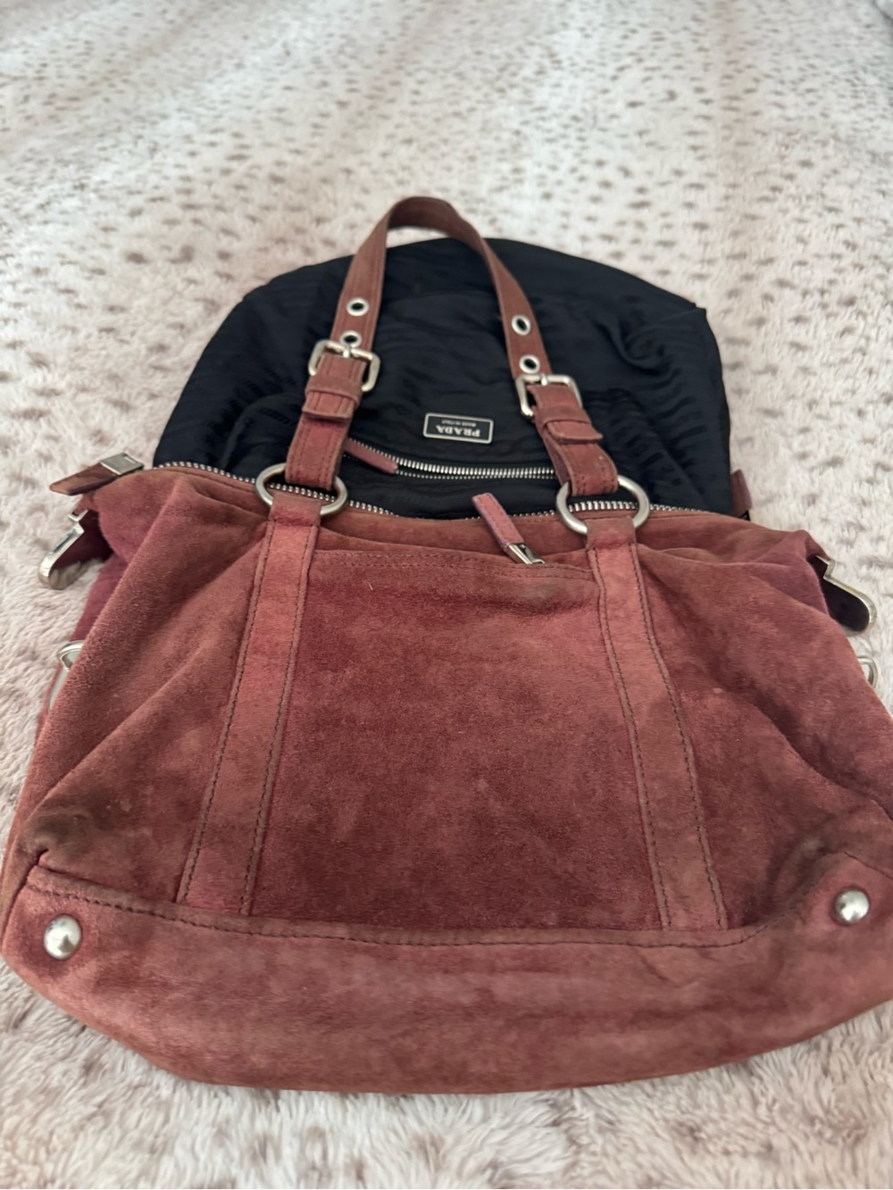 Prada Rust Brown Suede Shoulder Bag - Picture 7 of 15